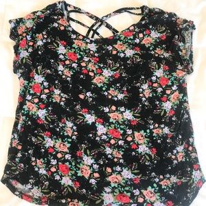 Floral Cross Back Tee